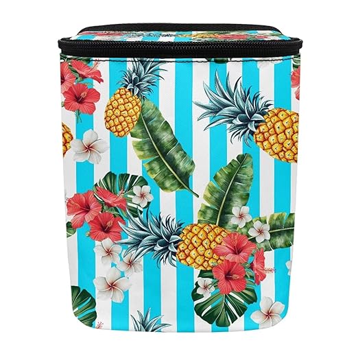 KEIAHUAN Tropical Flower Pineapple Car Trash Can with Lid Car Accessories for Women Men Collapsible Auto Garbage Bag Hanging for Back Seat Multipurpose Trash Bag for Sedans,SUVs & Trucks