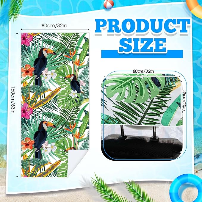 Hahafelt 2 Pack Car Seat Towel Covers with Storage Bag 63 x 32 Inch Athletic Running Towel Seat Sweat Washable Non Slip Cover Gift for Car Outdoor Sport Activities (Tropical Toucan)