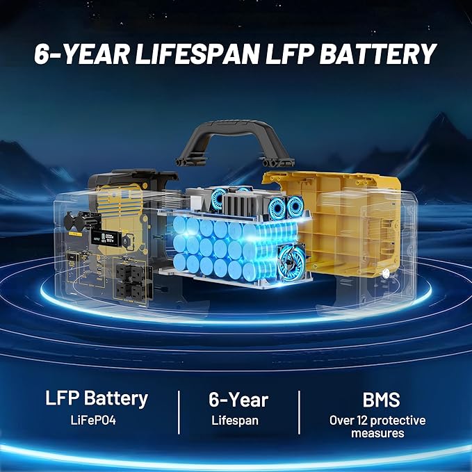 STARY LINE Portable Power Station 1800W Peak, 1024Wh Home Backup Battery for Camping & Emergency – ETL Listed, yellow