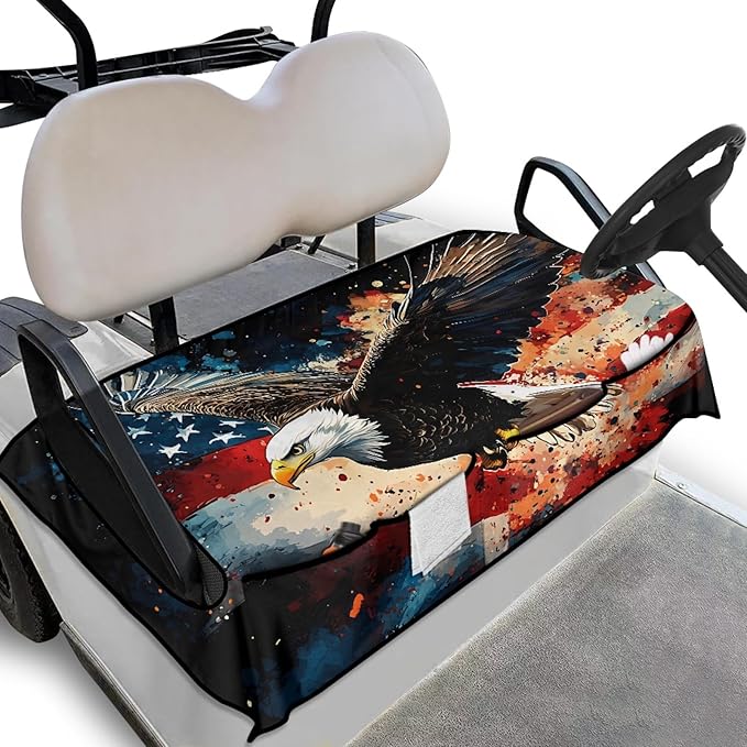 Universal Golf Cart Seat Cover with 4 Pockets Soft Golf Cart Seat Towel Blanket Fits 2-Seat Golf Carts