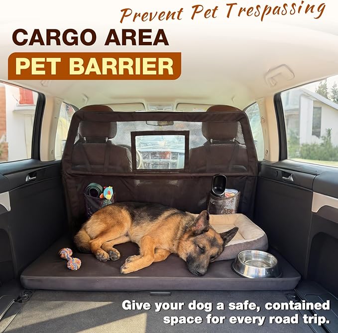 Loyala Dog Car Barriers for SUVs Trucks Cars Adjustable Dog Car Divider Pet Car Barrier for Back Seat Pet Barrier Universal-Fit Safety Travel Accessory 50" W x 56" W x 32" H