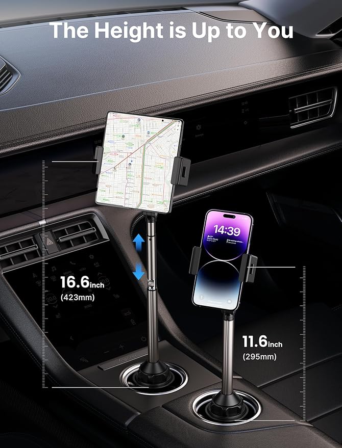 JSAUX Cup Holder Universal Mount for Foldable Phone, Car Truck Cradle Compatible With iPad Mini, Samsung Galaxy Z Fold 6/5/4, Pixel 9 Pro, Xiaomi Mix Fold 4/3/2