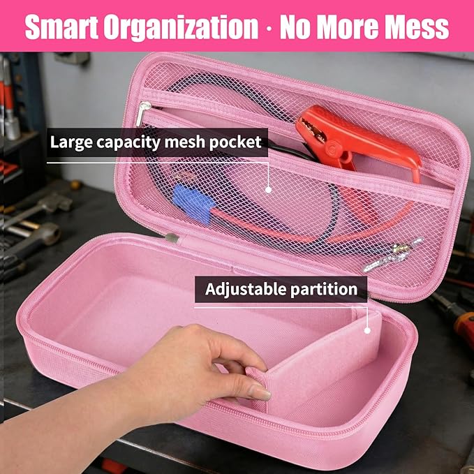 casmilee Case for Halo Bolt 58830/57720/ Air 58830/ ACDC Max 55500/ PaL 1000/ Air+ 1750/ Ultimate 2 Portable Emergency Power Kit, Holder for Car Jump Starter and Extra Accessory- Pink (Box Only)