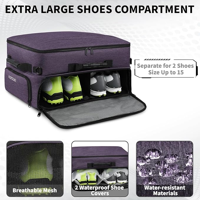 Extra Large Golf Trunk Organizer, Golf Gifts for Men Golfers, 20"x 14"x 10" 2 Layer Golf Trunk Organizer for Car, Water-resistant with Ventilated Compartment for 2 Pair Shoes and More Golf Accessories