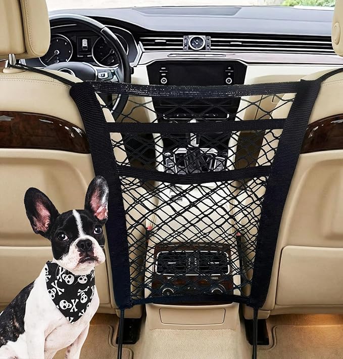 Dog Barrier for SUV, Car Net for Dogs, Universal Mesh Pet Divider Storage Net & Pet Barrier Between Seats, Easy Install, Car Divider for Driving Safely with Children & Pets
