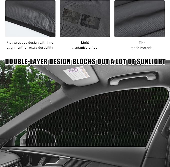 Ohleats 2 PCS Car Window Shades, Auto Front Rear Side Window Sun Shades for Block Heat & UV Protection, Breathable Mesh Baby Window Screen Covers, Universal Car Accessories (SUV Front)