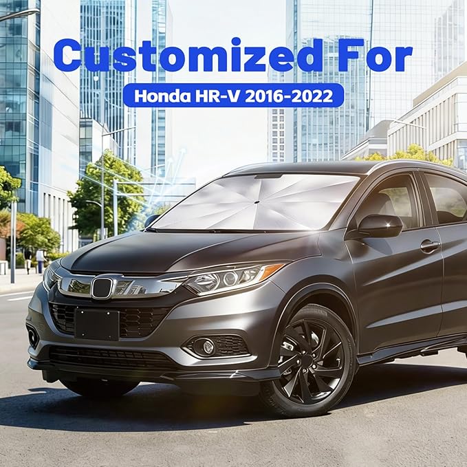 Car Windshield Sun Shade for Honda HR-V 2016-2022 –[Reflective Coated Fabric] Sunshade Umbrella for Front Window, Car Shades Sun Visor Keep Car Cool and Protects Interior, 1:1 Exact Fit