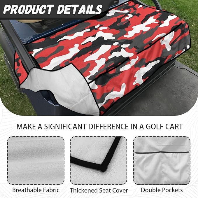 Universal Golf Cart Seat Cover with 4 Pockets Soft Golf Cart Seat Towel Blanket Fits 2-Seat Golf Carts