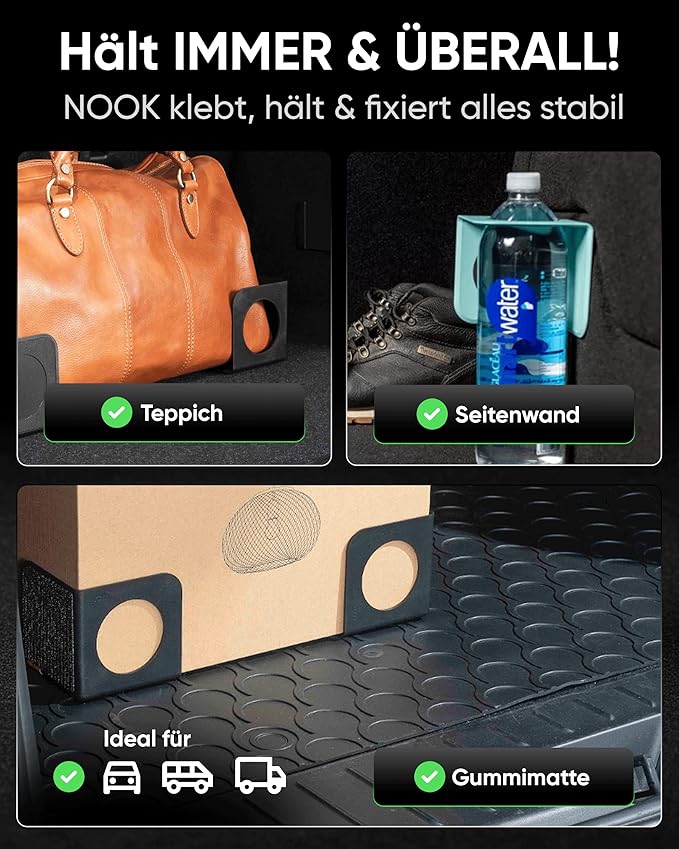 rati Nook Trunk Organizer Blocks for Cars and SUVs, Adjustable Cargo Dividers with Dual Grip Pads, Works on Carpeted and Plastic Trunks, Set of 2 Modular Stabilizers