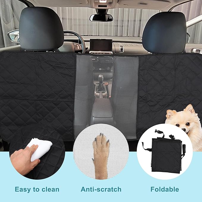 Dog Car Net Barrier, Pet Barrier with Adjustable Rope, Universal for Cars, SUVs, Easy Install, for Safe Driving with Children Pets, Black