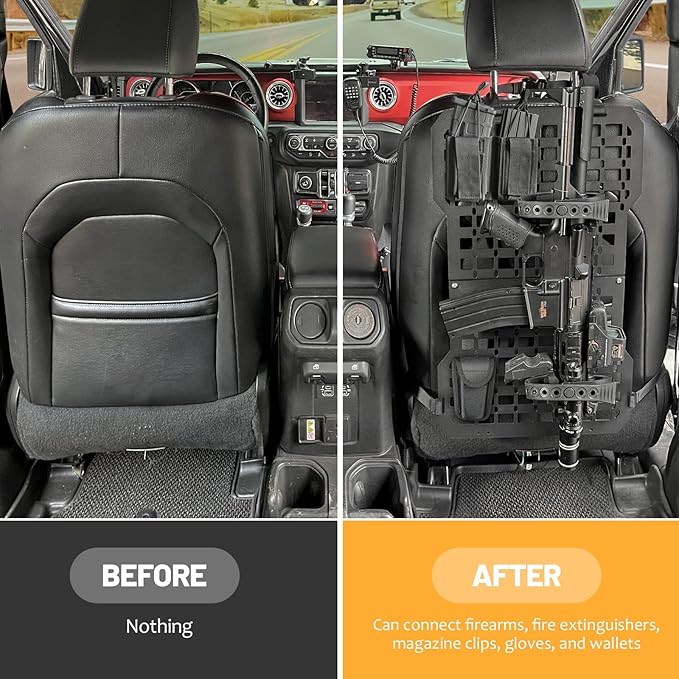 Truck Gun Rack Molle Seat Back Organizer Gun Holder Molle Panel with Magazine Pouch for Vehicles Tactical Truck Mount Panels