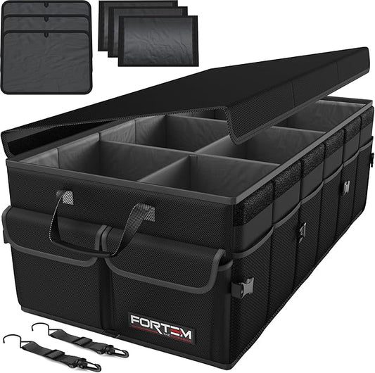 FORTEM Trunk Organizer For SUV Car Trunk Organizer, Foldable Storage, Car Accessories for Women Men, Collapsible Bag, Perfect Christmas Gifts, 600D Oxford, Non Slip Bottom, Straps, Soft Cover (85L)