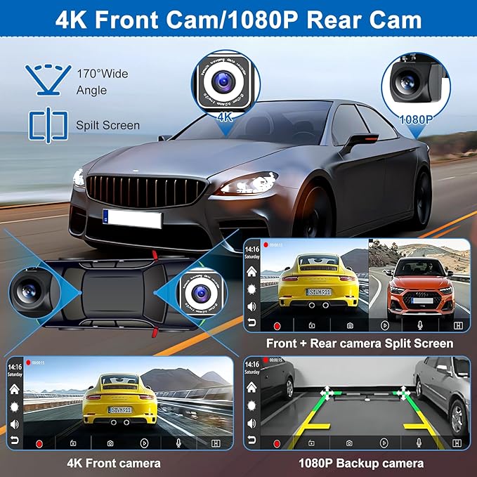 Carplay Screen for Car,10.26" HD IPS Wireless Portable car Stereo for Apple Carplay&Android Auto,Car Audio Receivers with 4K Dash Cam/1080P Rear Camera,GPS Navigation,Mirror Link,FM,Voice Control