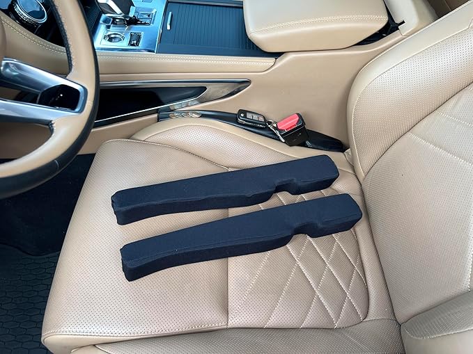 Patented Car Seat Gap Filler and Insert - As Seen On TV - Block The Gap Between The Seat and Center Console - Universal Fit Car Truck SUV - Set of 2 (Black Fabric)
