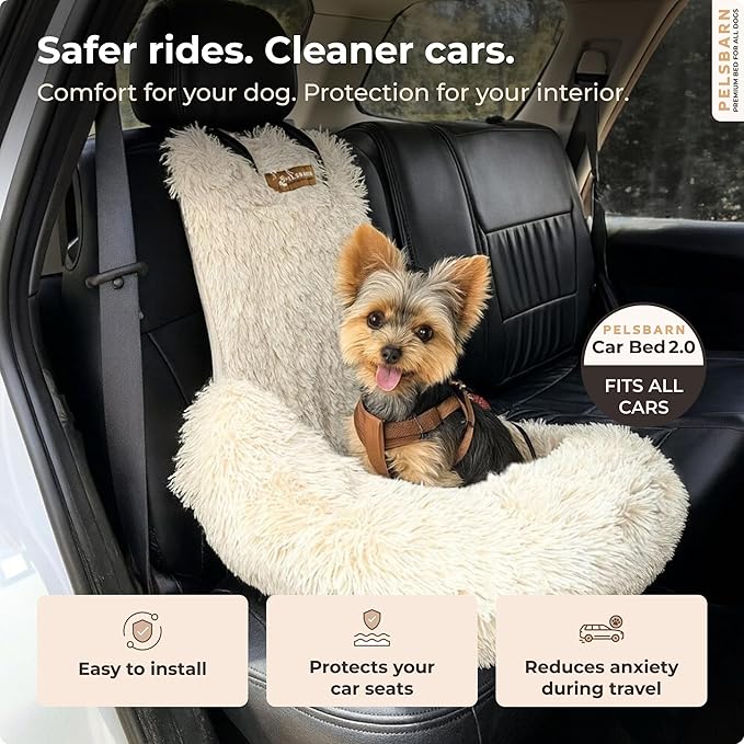 Pelsbarn Soft Comfortable Dog Protecting Car Bed 2.0 Extra Small (Beige)
