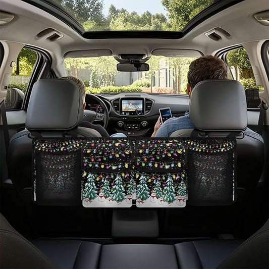 Christmas Prints Car Trunk Organizer Hanging Car Back Seat Storage Bag Auto Cargo Bag Automotive interior Accessories for Most Sedans SUV Jeep Trucks MPV Van