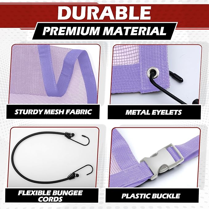 Universal Dog Car Net Barrier – Sturdy Mesh, Easy Install, Breathable Design, Easy to Clean, Flexible Bungee Cords for Adjustable Fit 23"×23" (Purple)