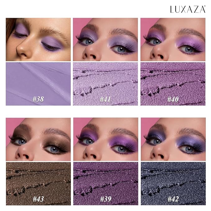 Neutral Eyeshadow Stick Makeup 6PCS Set, Purple Metallic Shimmer Matte Cream Eye Shadow Eyeliner Brightener Pencil Crayon - LAVENDER