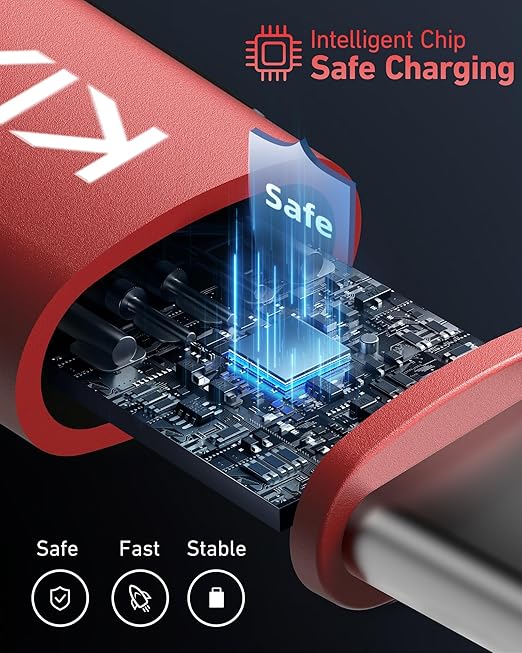 Coiled USB C Cable 6FT, 2Pack USB C to USB C Cable for Car 66W USB-C Fast Charging Cord Braided USB C to C Cable for iPhone 17 16 15, iPad, Samsung Galaxy, Google Pixel and More USB C Device-Red