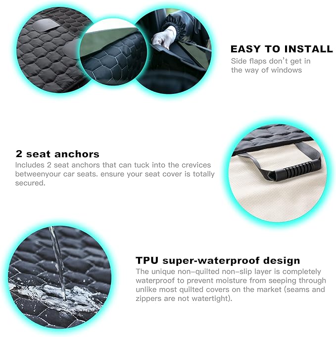 Meginc Dog Seat Covers for Back Seat, Dog Car Seat for Tesla Model 3, 100% Waterproof Pet Seat Cover Protects from Scratches, Scuffs, Hammock for Tesla with Mesh Window & Headrest Protection