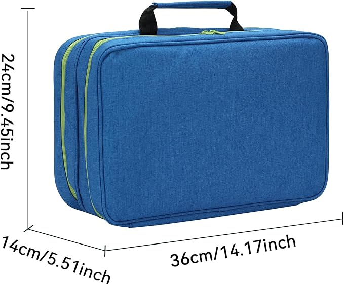 KISLANE Toy Car Storage Case with Elastic Bands and PVC Compartments - Holds 105 Diecast Cars, Matchbox Cars Storage Case, Portable Carrying case with Zipper Pockets (Blue)