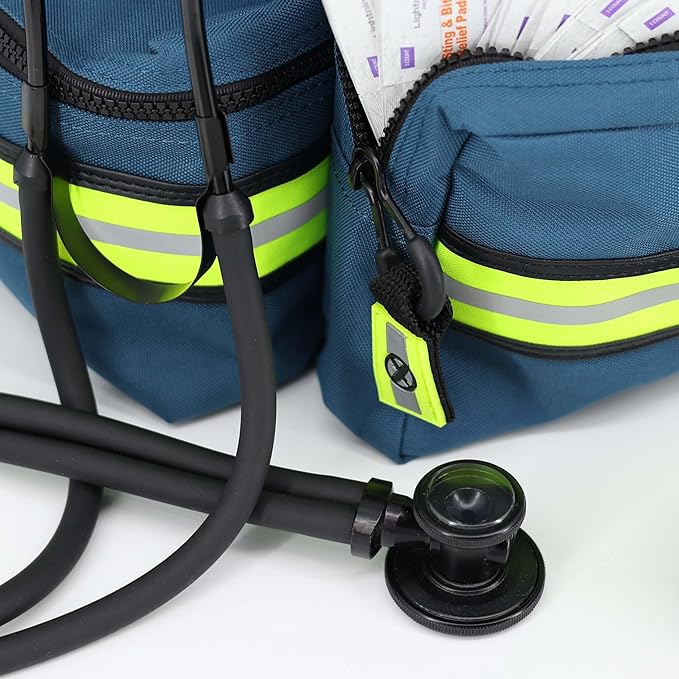 Lightning X Products Lightning X Mid-Sized First Responder EMT Bag | LXMB25 Fully Stocked w/ 240+ Aid, EMS & Trauma Supplies - Blue
