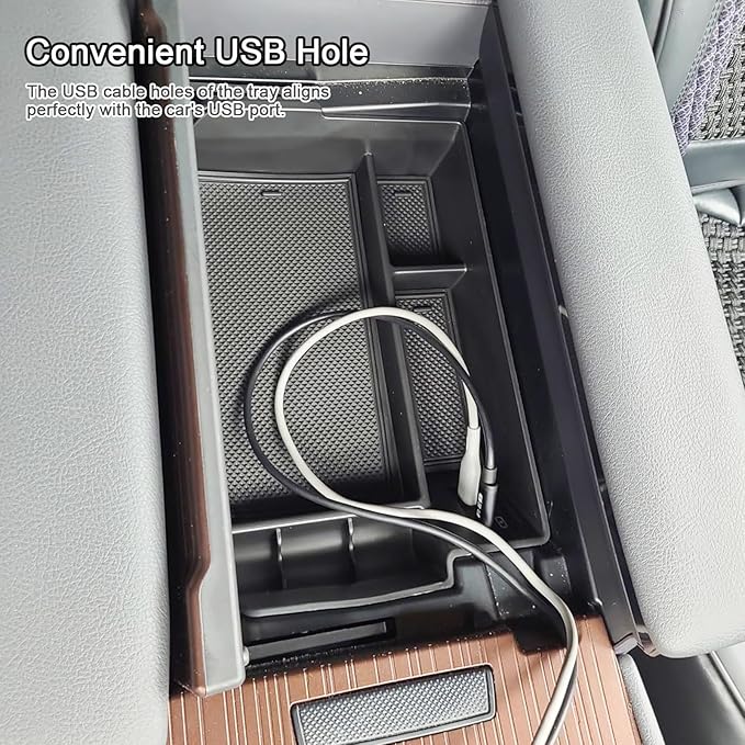 HGWEI Center Console Organizer Tray Compatible with 2021-2026 Toyota Sienna Accessories, Sienna LE Limited Platinum SE XLE XSE Coin Container Armrest Secondary Storage Box, Black