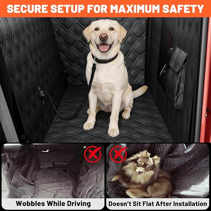 Surfcabin Floor XL Dog Hammock for Truck, Waterproof Trucks Pet Seat Cover with Door Protection, Sturdy Back Seat Extender for Dogs Compatible with Full Size Crew Cab Trucks Like F150, GMC & More