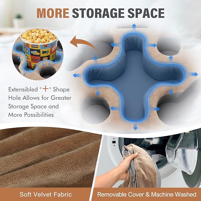 INNO STAGE Couch Cup Holder-Sofa Cup Holder Pillow | Couch Caddy Buddy | Drinks Cupholder Tray Organizer for Bed, Rv, Tv, Car, Man Cave, Boat, Remote, Snacks| Present for Couch Potato(Light Brown)