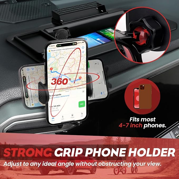 Mixsuper Liner Dash Tray Phone Mount for Toyota Tundra 2022-2025 2026 / Sequoia 2023-2025 2026, Center Console Table Storage Tray Dashboard Phone Holder Cradle for Toyota Tundra Accessories