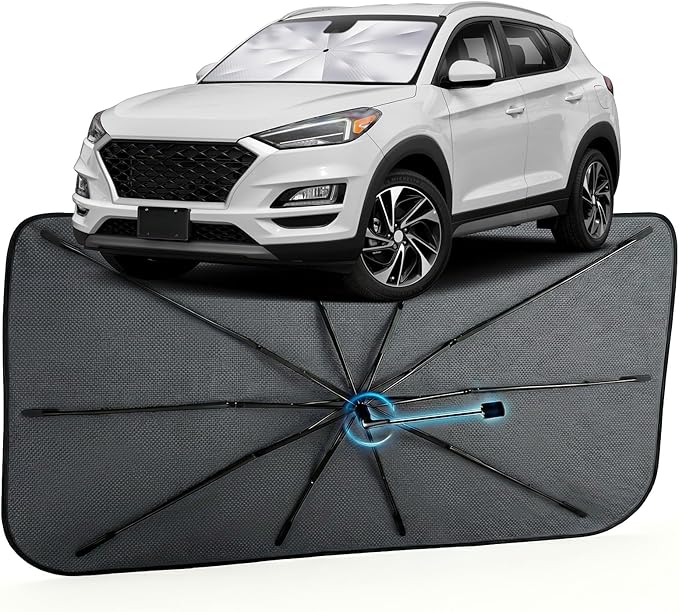 Car Windshield Sun Shade for Hyundai Tucson 2016-2021 –[Reflective Coated Fabric] Sunshade Umbrella for Front Window, Car Shades Sun Visor Keep Car Cool and Protects Interior, 1:1 Exact Fit