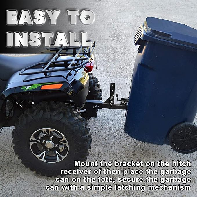 Adjustable Trash Can Transporter Hitch with Adaper Garbage Can Hauler Towing Hitch Carrier with 2'' Hitch Receiver Fits Most Models of Trailers,Trucks,Cars,Golf Carts,ATVs