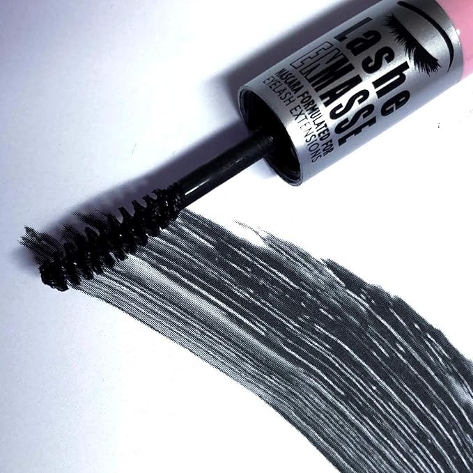 GladGirl Lashe EnMasse Mascara for Eyelash Extensions, Oil Free Mascara with Dual-Brush Wand, Made in the USA, Vegan and Hypoallergenic