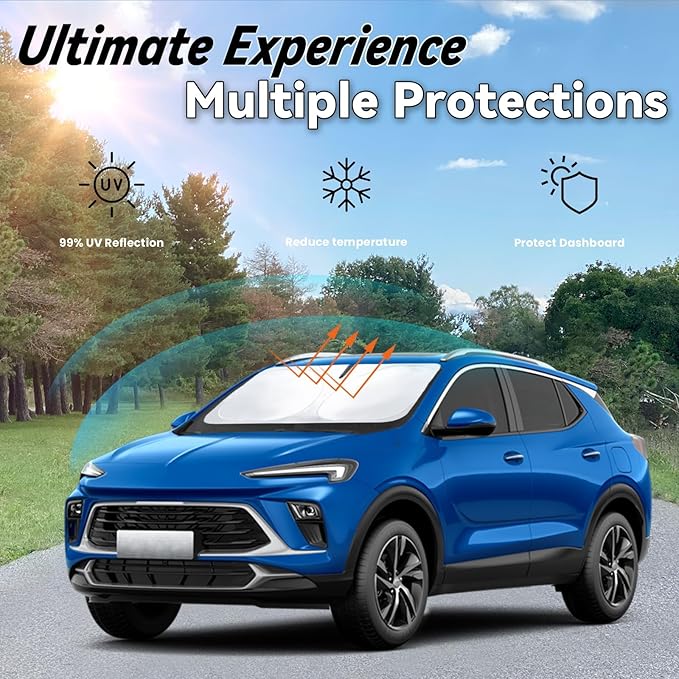 Windshield Sun Shade for 2020-2026 Buick Encore, Car Front Window Sun Visor & Heat Shield | 240T Sunshade Protection Blocks UV Rays Keep Your Car Cooler