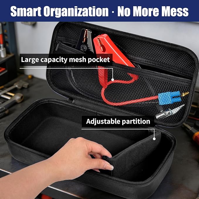 casmilee Case for Halo Bolt 58830/57720/ Air 58830/ ACDC Max 55500/ PaL 1000/ Air+ 1750/ Ultimate 2 Portable Emergency Power Kit, Holder for Car Jump Starter and Extra Accessory- Black (Box Only)