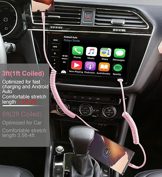 USB A to C Cable Fast Charging 3FT for Car, 2Pack USB Type C Charger Cable for iPhone 16, USB-C Cable Compatible with iPhone 17/16/15/Plus/Pro/Pro Max/Samsung Galaxy A10e A20-Pink