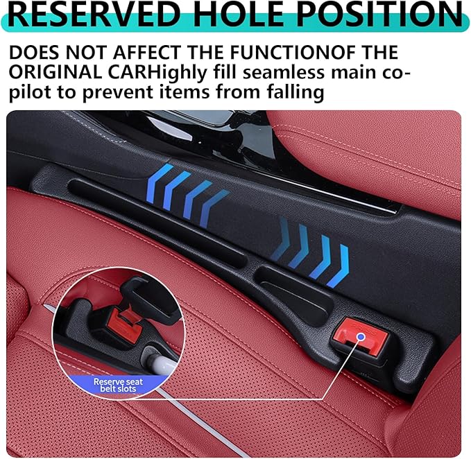 Universal Car Seat Gap Filler Organizer - No-Drop Seat in Between Seat Catcher - Gap Plug 2 Pack with Strip Storage Slot - Automotive Interior Accessories for Cars, Trucks, and SUV (Black)