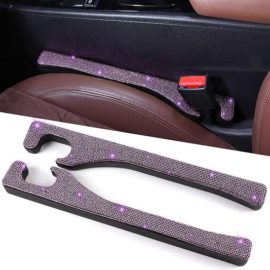 Briwill Purple Car Seat Gap Filler, Set of 2 Handmade Crystal Rhinestone Diamond Purple Gap Filler for Car SUV Truck Purple Bling Car Accessories for Women(Purple)