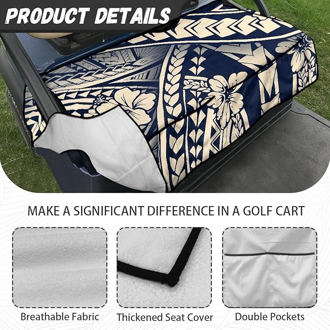 Universal Golf Cart Seat Cover with 4 Pockets Soft Golf Cart Seat Towel Blanket Fits 2-Seat Golf Carts