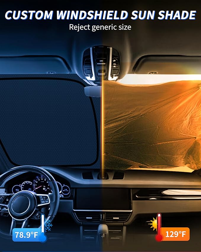 Camry Customized Windshield Sun Shade for 2025 2026 Camry TLE | XLE | SE | XSE | Hybrid Front Window Sunshade Visor Protector Foldable Blocks UV Rays Keep Car Cooler Accessories