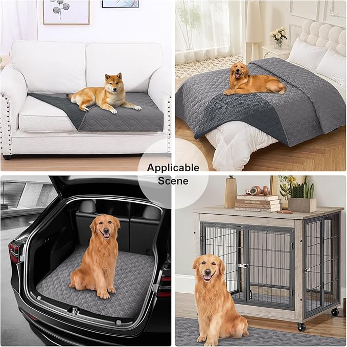 Smiry Reversible Waterproof Couch Covers for Sofa, Washable Dogs Pet Couch Covers for 3 Cushion Sofa Pet Friendly, Water Resistant Furniture Protector Slipcover, Geometric (40"x50", Grey/Dark Grey)
