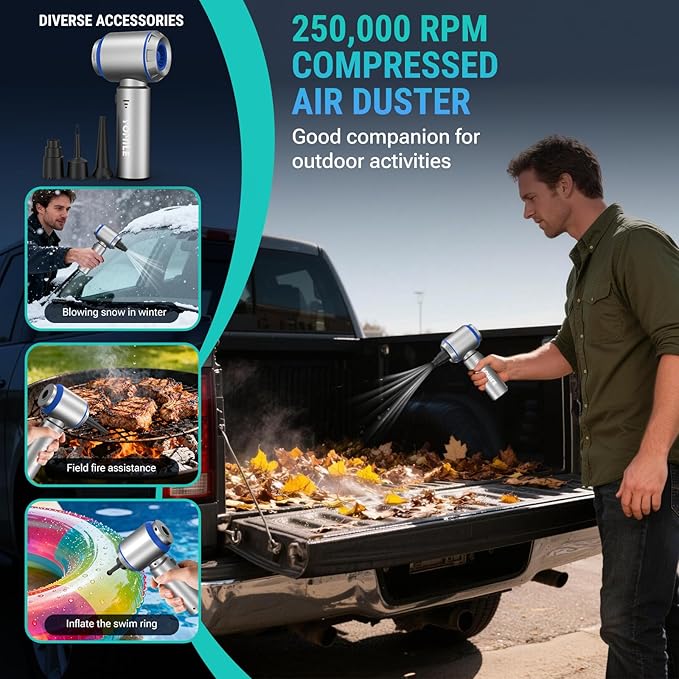 Yomile Mini Vacuum Cleaner, 2 in 1 27000PA Brushless Car Vacuum Air Duster 9000mAh Battery Air Blower Wireless Handheld Vacuum for Car,Office and Home