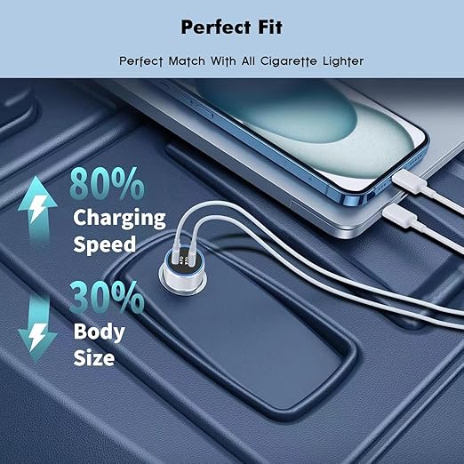 iPhone 17 16 15 Car Charger, 20W Dual Port USBC Fast Car Charger with 20W PD Type C Adapter + 2Pack 3FT USB C to C Charging Cable Fast Charging for iPhone 17/17 Pro/Air/16e/16/15 Pro Max/Airpods/iPad