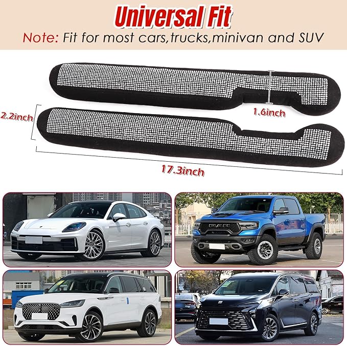 Briwill Bling Car Seat Gap Filler 2 Pack-Crystal Rhinestone Diamond Bling Car Accessories for Women, Gap Stopper Universal fit for Trucks, SUVs, Cute Car Interior Accessories, (Silver)