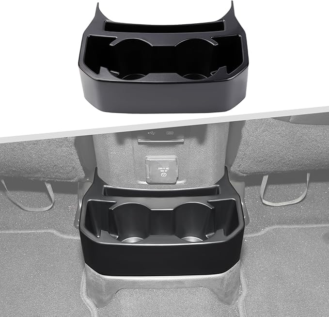 Jimen for JL Rear Cup Holder, Dual Extra Cup Holder Organizer Tray Drink Holder for Back Seat Compatible with Jeep Wrangler JL JLU & Gladiator JT 2018-2025