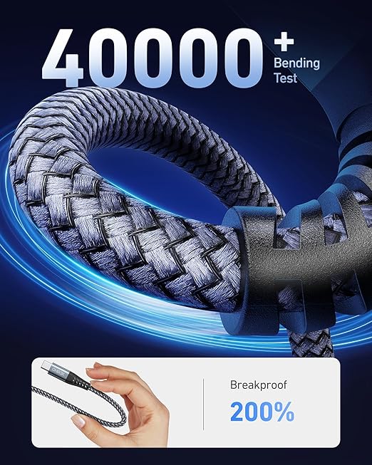 USB C to USB C Cable 60W, 10FT Long USB Type C Fast Charging Cable for Car Durable Braided iPhone USB C Charger Cable USBC to USBC Cord for iPhone 17/16/15/Pro Max/Plus, Samsung Galaxy and More-2Pack