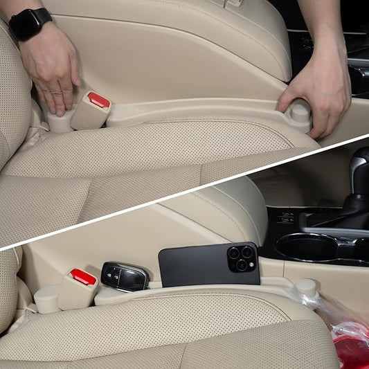 Car Seat Gap Filler Set of 2, Soft Foam Multifunctional Seat Side Gap Filler with Organizer & Hook Function, 3in1 Gap Stopper Universal Fit Car SUV Truck Fill The Gap Between Seat & Console