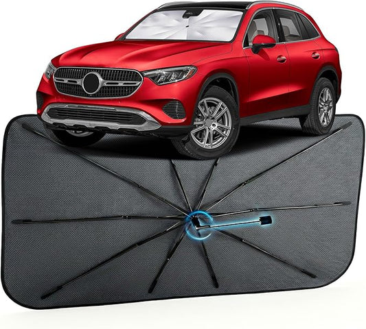 Car Windshield Sun Shade for Benz GLC-Class 2016-2026 –[Reflective Coated Fabric] Sunshade Umbrella for Front Window, Car Shades Sun Visor Keep Car Cool and Protects Interior, 1:1 Exact Fit