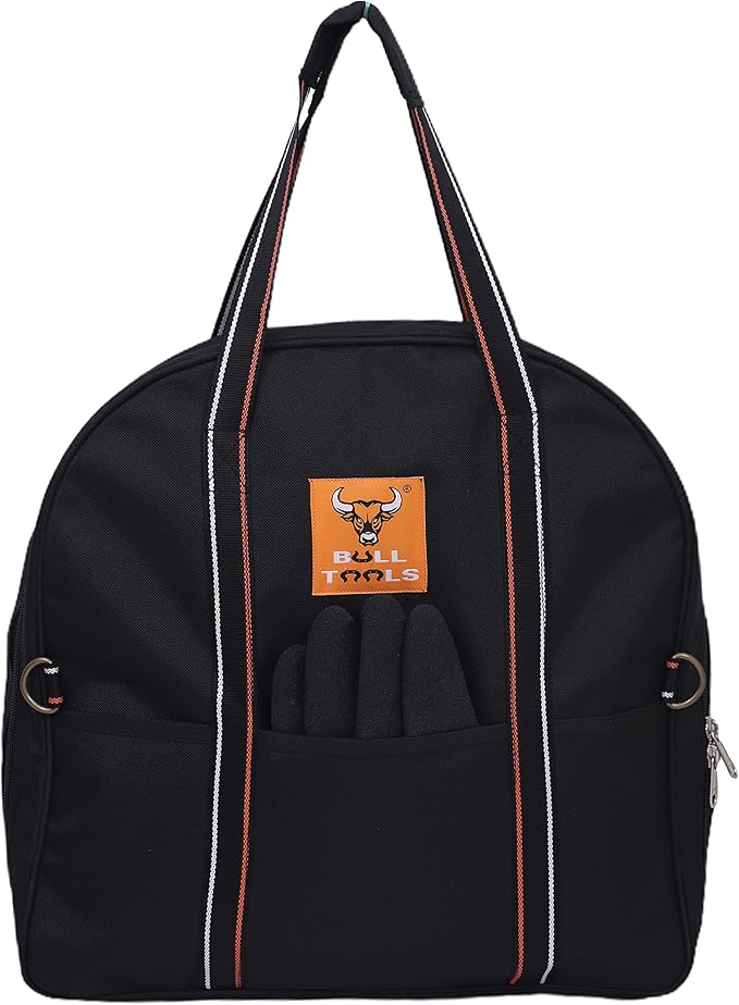 BULL TOOLS EV Charging & Jumper Cable Storage Bag's, Organizer 6 Pocket Handmade Carry Bag - 15x15x4 Inch Waterproof Ballistic Polyester Oval Bag, Cords, Small Tools, For Motor Vehicles - Black