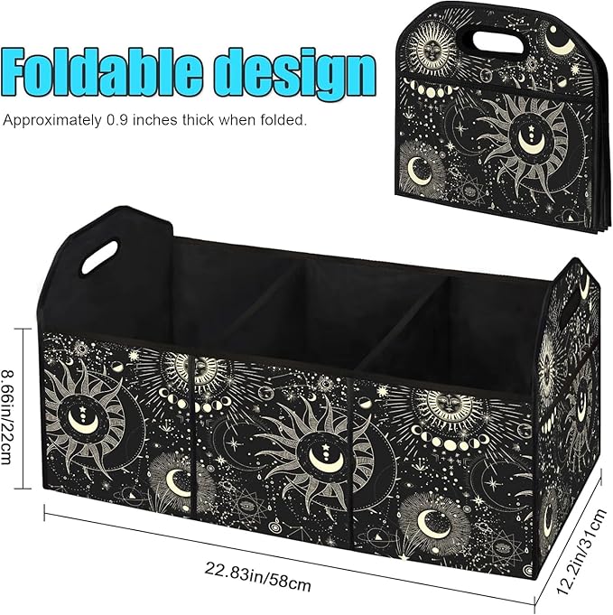 Sun Moon Stars Collapsible Trunk Organizer Automotive Storage Car Multicompartment Large Capacity